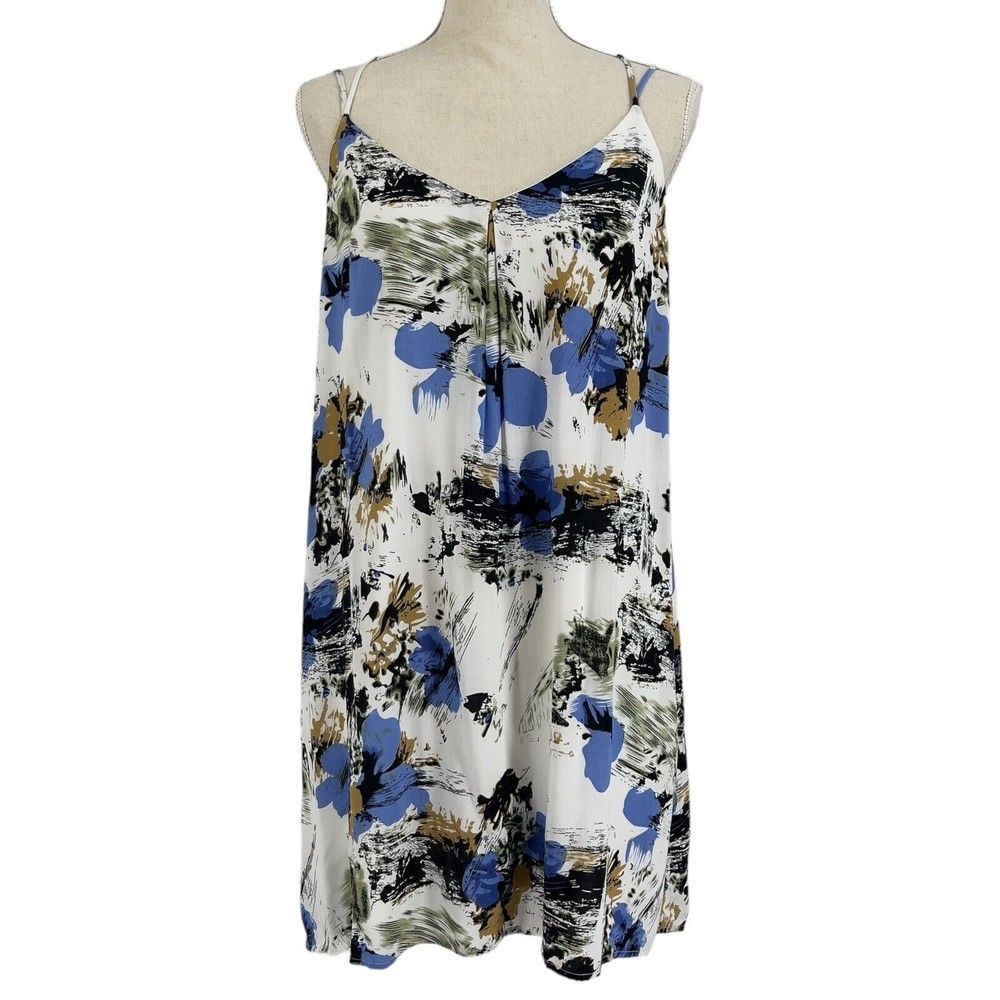 Entro Womens Strappy Abstract Flower Print Summer Sundress Mini Dress Medium